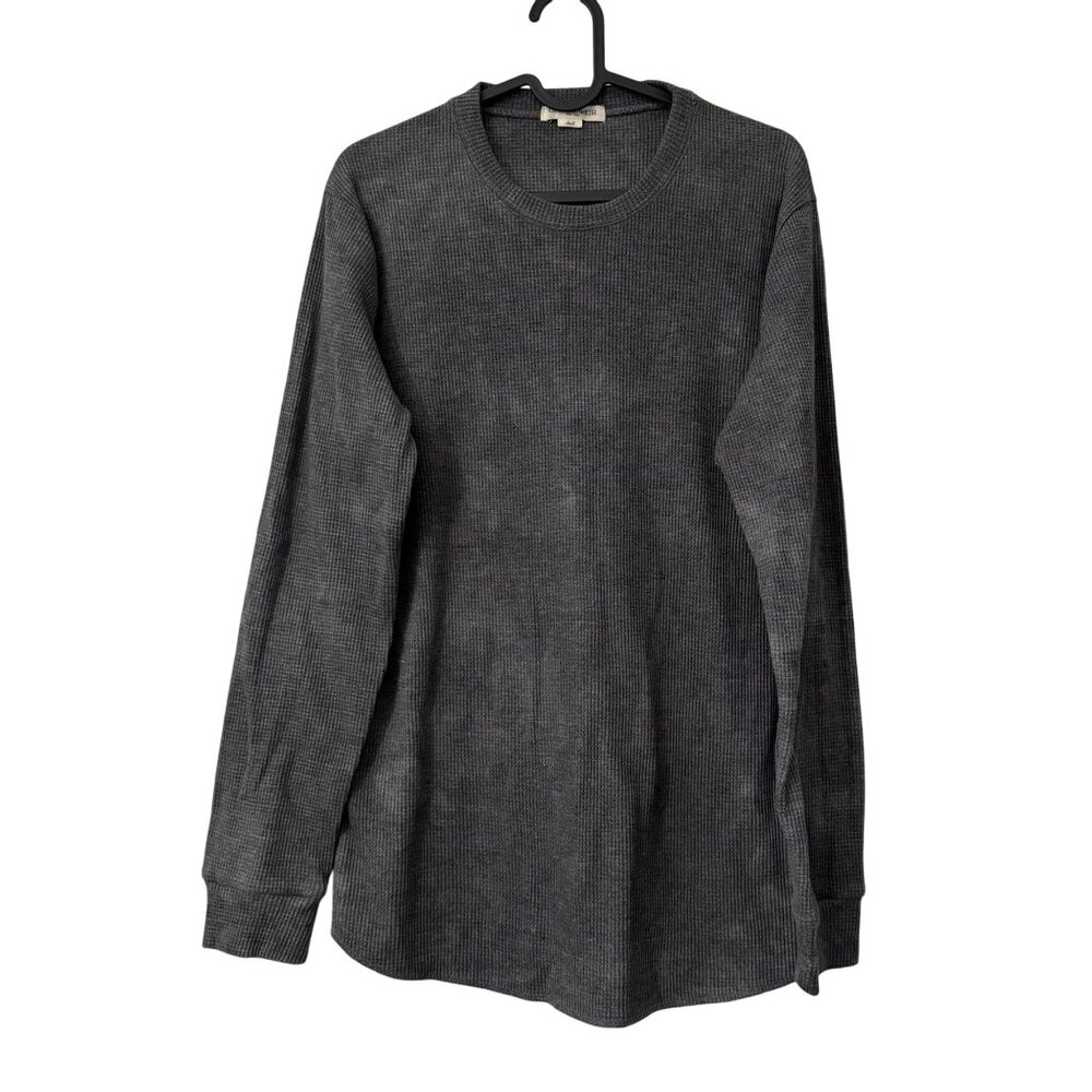 Gardenheir Gray Tide Dye Thermal Waffle Knit Crewneck Long Sleeve Mens Small